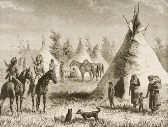Un village Sioux, vers 1880